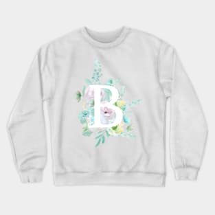Botanical alphabet B green and purple flowers Crewneck Sweatshirt